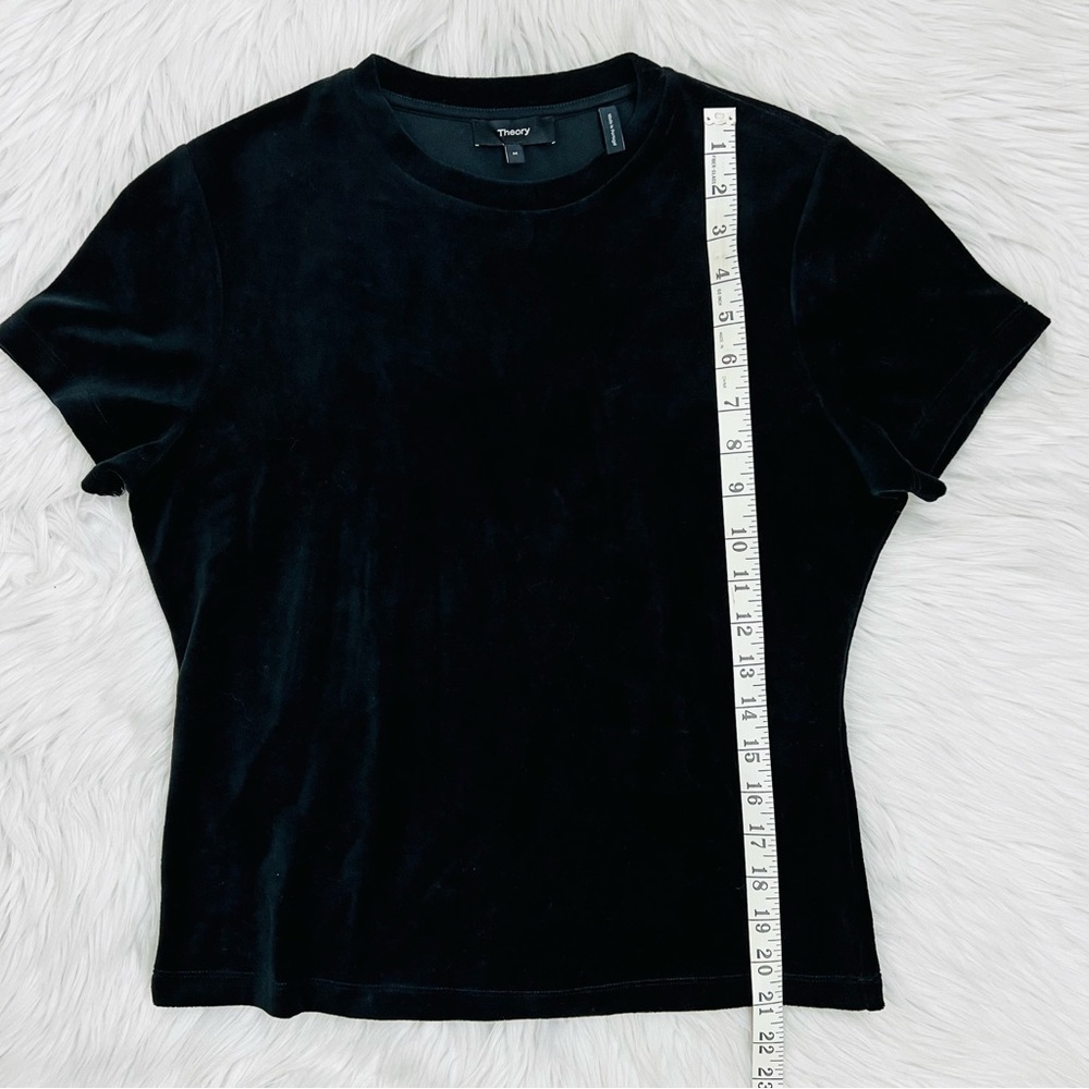 NWOT! Theory "Tiny Tee" Soft Black Velvet Ribbed Crew Neckline Sz M - Picture 5 of 8